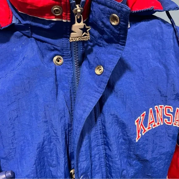 Vintage 90s NCAA Starter University of Kansas KU Jayhawks Full Zip Jacket Large - Picture 9 of 14